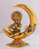 Krishna on Moon Statue Murti Idol In Gold Antique Finish